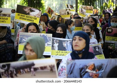 Delhi, - India, - 10-30-201 - Members Of Afghan Refugee Women Association During A Sit-in Protest Against The Violence Against Women In Afghanistan, At Jantar Mantar In New Delhi, Saturday.