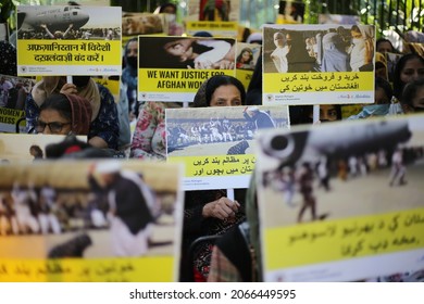 Delhi, - India, - 10-30-201 - Members Of Afghan Refugee Women Association During A Sit-in Protest Against The Violence Against Women In Afghanistan, At Jantar Mantar In New Delhi, Saturday