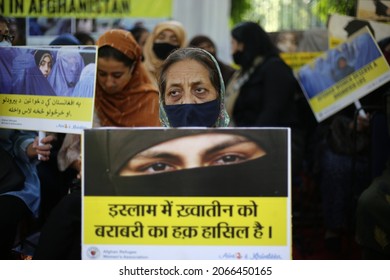 Delhi, - India, - 10-30-201 - Members Of Afghan Refugee Women Association During A Sit-in Protest Against The Violence Against Women In Afghanistan, At Jantar Mantar In New Delhi, Saturday