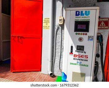 Delhi, India 2020: Electric Vehicle Charging Station In Delhi In Collaboration With BSES. Government Across The Globe Are Promoting Electric Vehicle To Reduce Dependency On Fossil Fuel