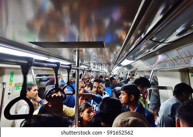 DELHI, INDIA -23 DEC 2016- The Delhi Metro Is A Public Rapid Transit System Serving Delhi And Its Region. It Is Operated By The Delhi Metro Rail Corporation (DMRC) 