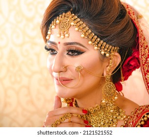 Delhi, India : 9 Jan 2018 - indian bridal makeup face HD -  stock images