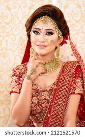 Delhi, India : 9 Jan 2018 - Indian Bridal Makeup Face HD -  Stock Images