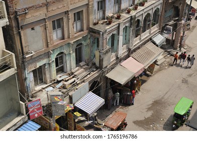 DELHI, INDIA- August 2018. Main Bazaar in Paharganj - the legendary district of "children of flowers" (hippies). Today, the Mecca of travelers, cheap hotels and pubs. Close to New Delhi Train Station  - Shutterstock ID 1765196786