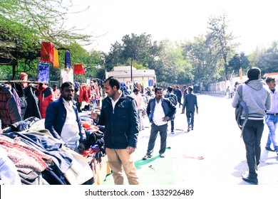 DELHI, INDIA - FEB 24, 2019: Indian People Enjoy Shopping In Palika Bazaar Market In The Afternoon - Image
