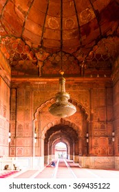 DELHI, INDIA - JAN 18, 2016: Interior of the Jama Masjid, Old town of Delhi, India. It is the principal mosque in Delhi