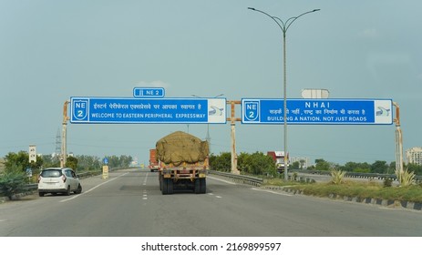 Delhi, India - June 18 2022: Welcome Display On Eastern Peripheral Expressway Highway.