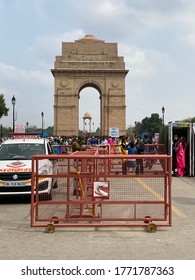 Delhi, India - Mar 06 2020: Crowds Entering The India Gate, A Few Days Before Covid 19 Lockdown In India