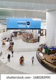 Delhi, India - March 2020: Empty Airport Due To Coronavirus Scare. Airport Departures At Height Of Corona Virus COVID 19. Last Flights Before International Travel Flight Bans. New Delhi Arrivals