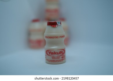 Delhi, India September 2022 : Fermented Milk Drink Yakult , Its Japanese Sweetened Probiotic Milk Beverage Fermented With The Bacteria Strain Lactobacillus Casei Shirota