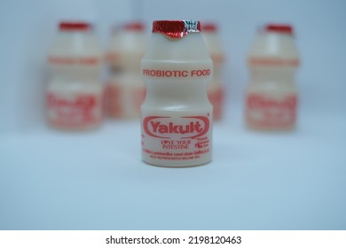 Delhi, India September 2022 : Fermented Milk Drink Yakult , Its Japanese Sweetened Probiotic Milk Beverage Fermented With The Bacteria Strain Lactobacillus Casei Shirota