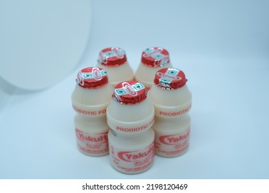 Delhi, India September 2022 : Fermented Milk Drink Yakult , Its Japanese Sweetened Probiotic Milk Beverage Fermented With The Bacteria Strain Lactobacillus Casei Shirota