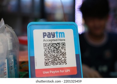 Delhi, India - September 2022 : Paytm QR Code At General Store For Digital Payment.
