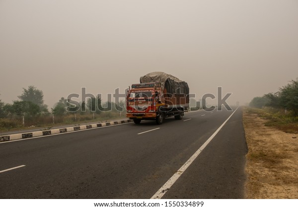 Delhi NCR pollution highways after diwali festival\
pollution in national capital of India, Delhi- Haryana, India\
November 2019