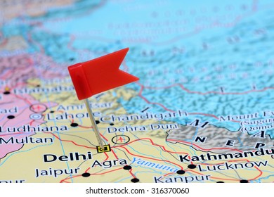 Delhi Pinned On A Map Of Asia 