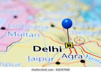 Delhi Pinned On A Map Of India
