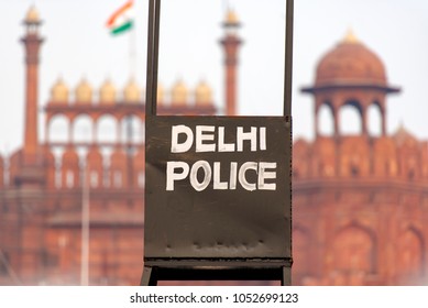 Delhi Police Point In Front Of The Red Fort In New Delhi