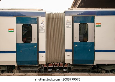 Delhi,India Jan 2 2019: Newly Launched Modern Train By Indian Railways. It Is A Most Premium Trains In India. Several Unique Features Like Bio Vacuum Toilets, Fully Automatic Doors Etc