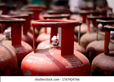 Delhi/India - July7 2014 : LPG Cooking Gas Cylinder For Delivery 