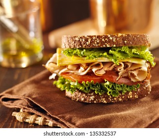 Deli Meat Sandwich With Sliced Turkey Meat