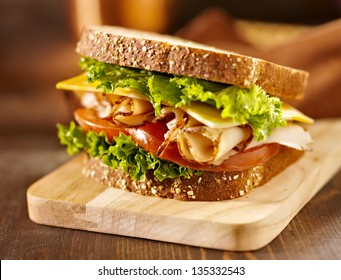 Deli Meat Sandwich With Turkey Close Up