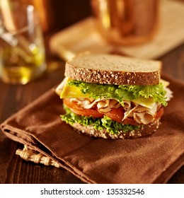 Deli Meat Sandwich With Turkey With Copyspace