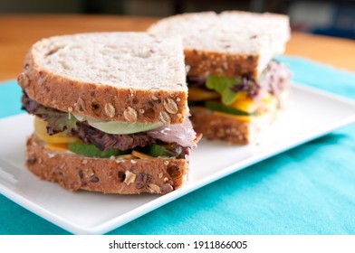 Deli Sliced Roast Beef On Cracked Whole Wheat Bread