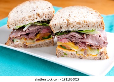 Deli Sliced Roast Beef On Cracked Whole Wheat Bread