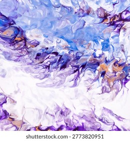 A delicate abstract fluid art composition in soft shades of purple, blue, and white with subtle warm accents. The flowing textures and airy marble-like patterns create a calm and ethereal atmosphere. This elegant and minimal design is perfect for wellness branding, beauty industry visuals, modern backgrounds, and creative digital projects.