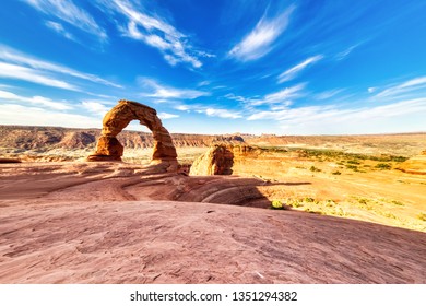 Delicate Arch In Arches National Park At Sunrise, Utah, USA