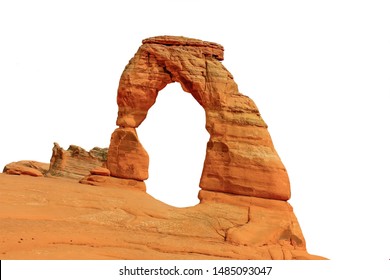 Delicate Arch at Arches National Park (Utah - USA) isolated on white background - Powered by Shutterstock