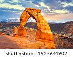 Delicate Arch at sunset, Arches National Park, Utah, United States