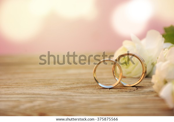 Delicate Wedding Background Rings Buttercup Flower Stock Photo (Edit ...