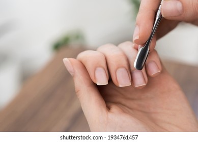 Delicate Women Hands Making Manicure At Home