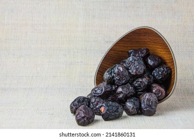 Delicious ajwa dates ( kurma nabi ) or Prophet's Dates, Much sought after during the month of Ramadan as a dish to break the fast, ramadhan kareem, empty space, copy space