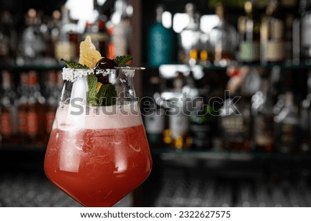 A delicious alcoholic cocktail. Close up