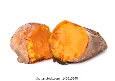 Delicious Baked Sweet Potato On White Background