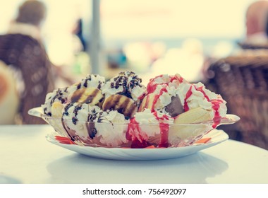 Delicious Banana Split Ice Cream.