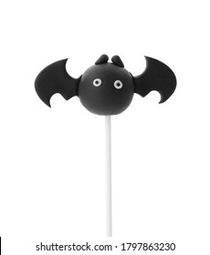 Delicious Bat Cake Pop Isolated On White. Halloween Holiday