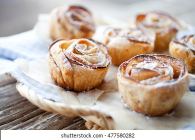 Delicious and beautiful apple rose puff pastries