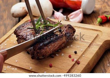 Delicious beef steak, product photo