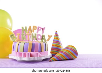 Colorful Rainbow Birthday Cake Rainbow Ribbon Stock Photo 2104334648 ...