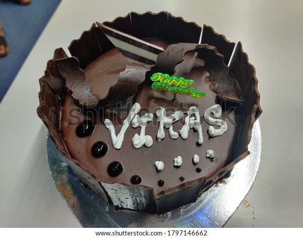 Delicious Birthday Cake Vikas Name Written Stock Photo Edit Now