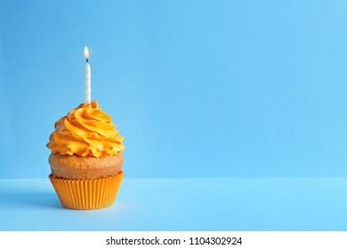 Delicious birthday cupcake and