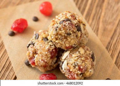 Delicious Bites With Cherry, Cranberry, Almond And Chocolate