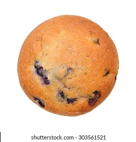 Delicious Blueberry Muffin From Top View Isolated On White Background