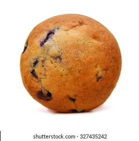 Delicious Blueberry Muffin From Top View Isolated On White Background