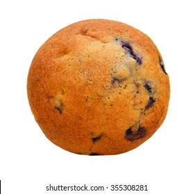 Delicious Blueberry Muffin From Top View Isolated On White Background