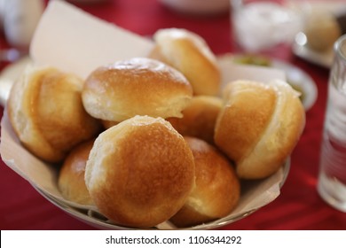 Delicious bread in the basket. 