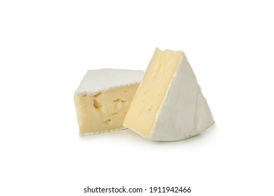 Delicious camembert cheese isolated on white background